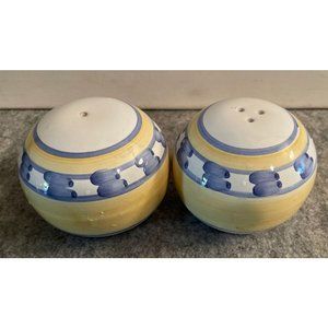 Yellow and Blue  Round Salt and Pepper Shakers  #1056